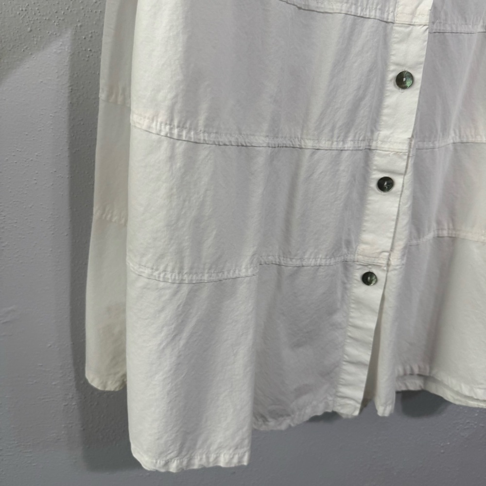 Eleven Stitch Design White Button-Up Women's Tunic Large View 5